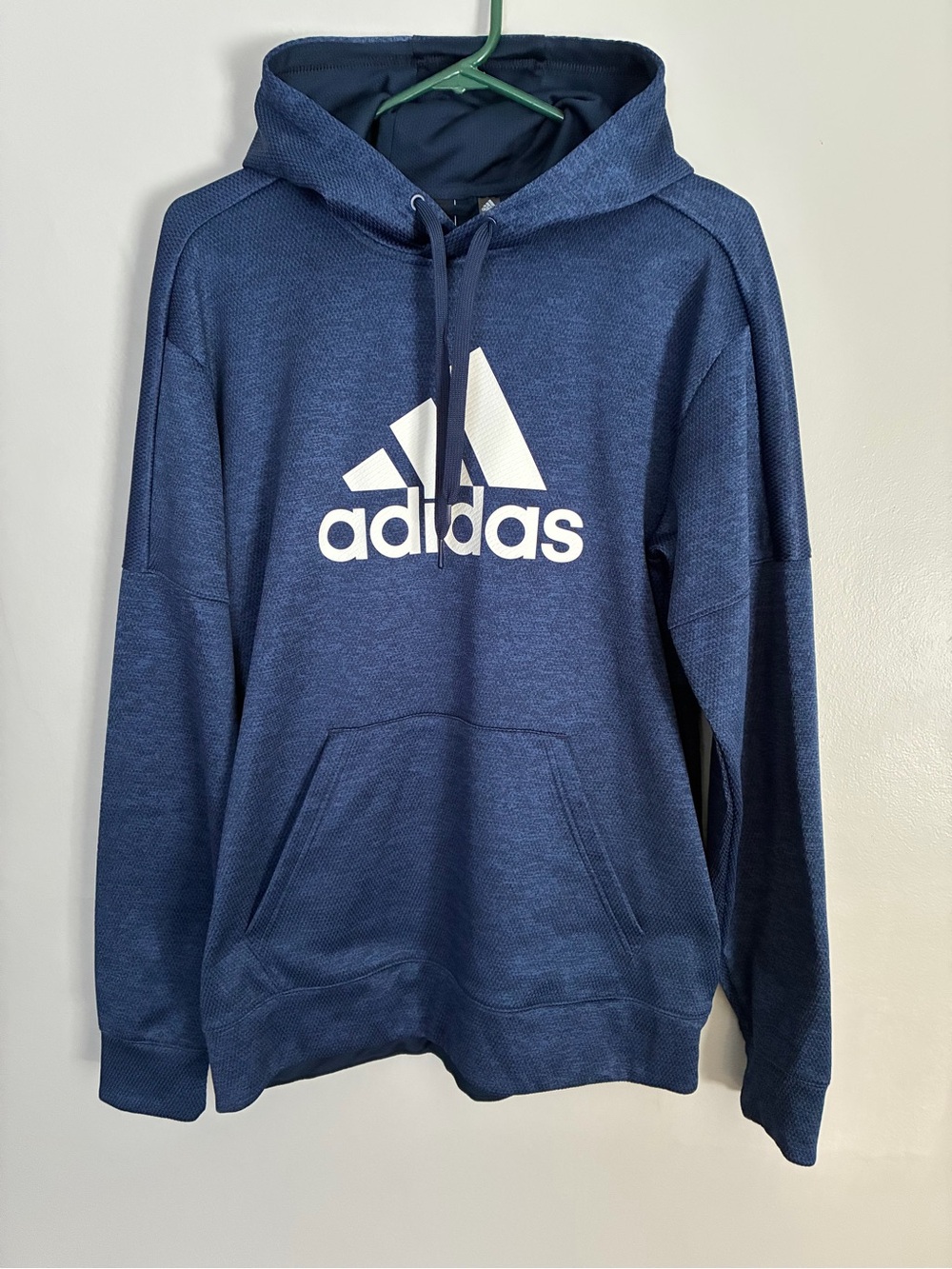 adidas climawarm Navy Blue Pullover Hoodie with White Logo men’s medium